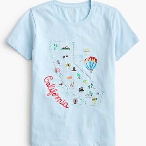 NWT J. Crew California Graphic Collectors Tee Shirt 100% Cotton, Size Large